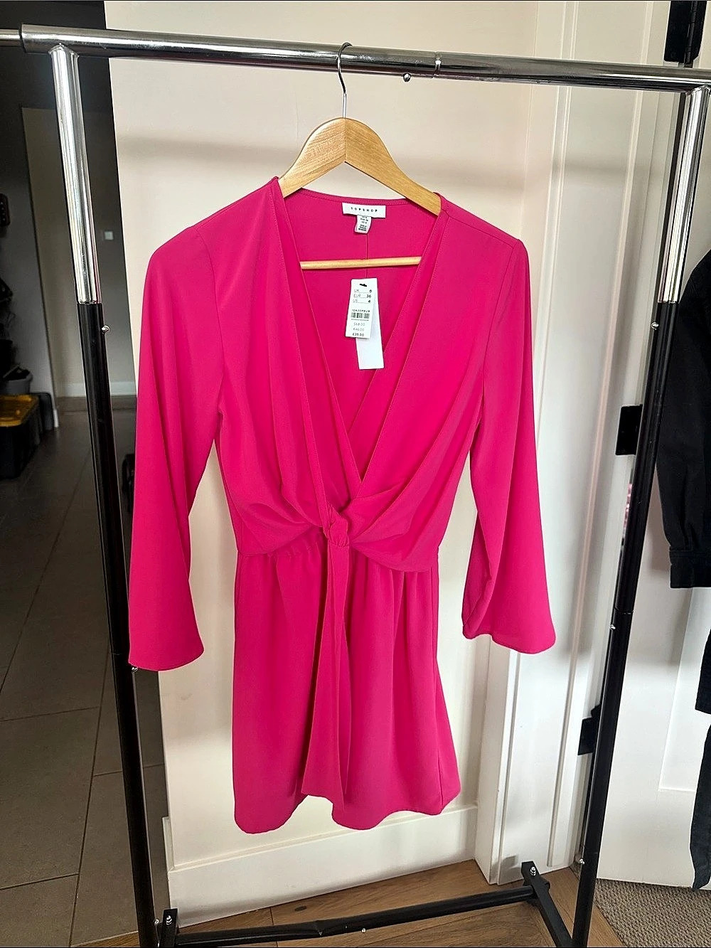 Topshop Pink Long Sleeve Mini Dress Size 4